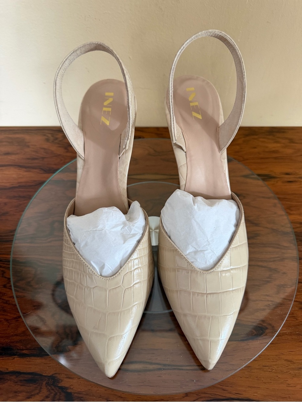 Inez Heels in Abalone Croc Leather size 10 M